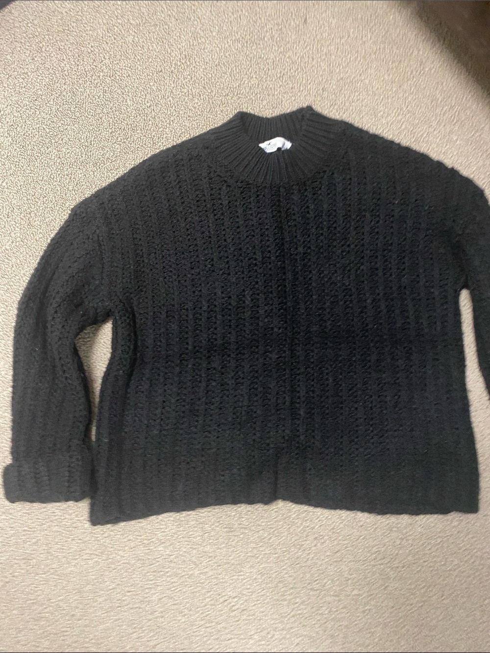 Hollister Black Ribbed Turtleneck Sweater